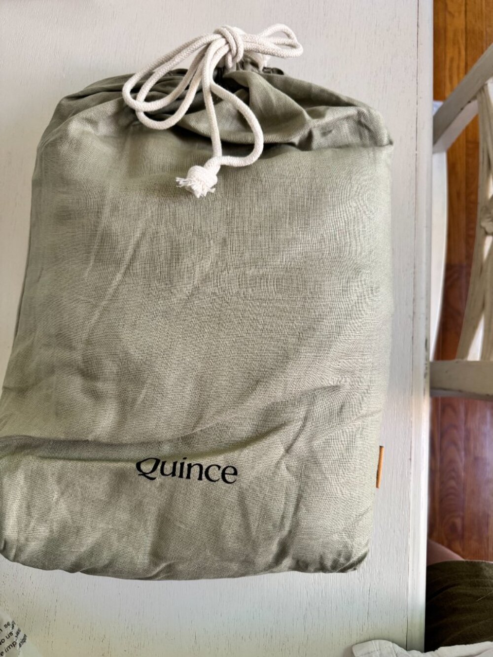 Quince European Linen Duvet Cover Set, Queen / Full in Willowleaf/Green (flaw) - Picture 8 of 9